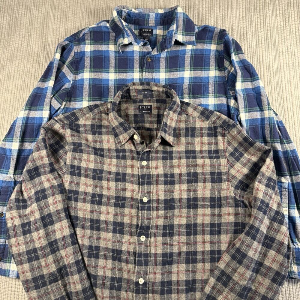 J Crew Shirt Mens M Plaid Flannel Button Up Americana Cabin Rugged Core Lot of 2